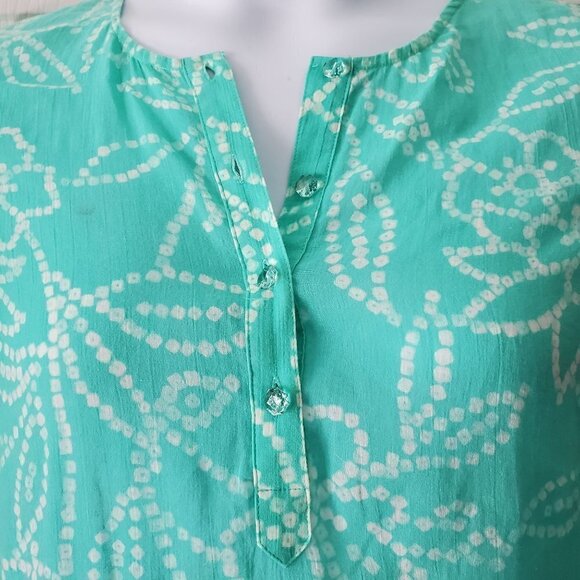 Jones New York Popover Split Neck Sparkly Buttons Long Sleeve Blouse Size Small - Picture 3 of 7